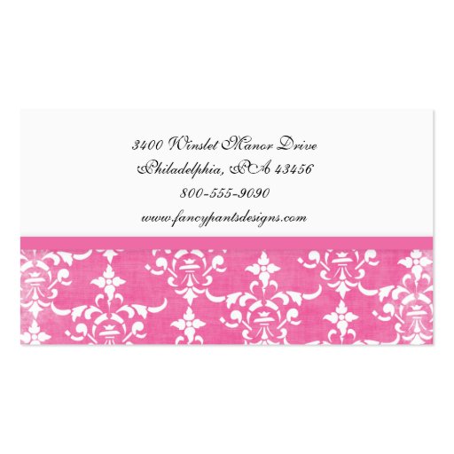 Pink Damask Profile -Business Card (back side)