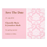 Pink Damask Save The Date Card Invites