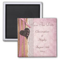 Pink Damask Scrapbook Heart  Save The Date Wedding Refrigerator Magnets