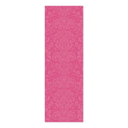Pink Damask Skinny Favor Tag Business Card (back side)