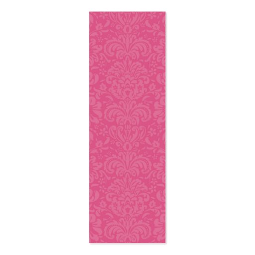 Pink Damask Skinny Favor Tag Business Card (back side)