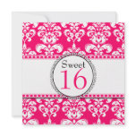 Pink Damask Sweet 16 Birthday Invitations