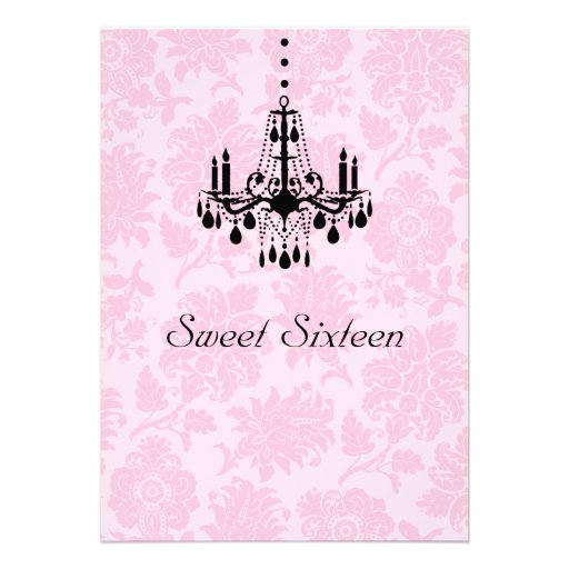 Pink Damask Sweet Sixteen Birthday Invitation