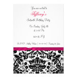 pink damask Sweet Sixteen party Invitation invitations