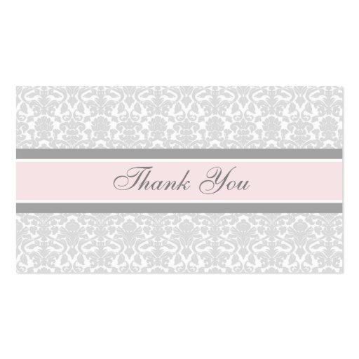 Pink Damask Valentine's Day Wedding Favor Tags Business Card Template (back side)