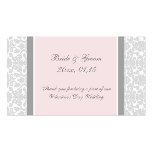 Pink Damask Valentine's Day Wedding Favor Tags Business Card Template