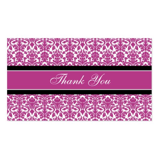Pink Damask Valentine's Day Wedding Favor Tags Business Card Templates (back side)
