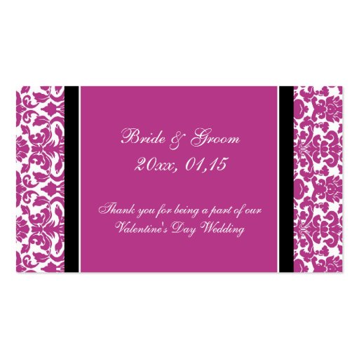 Pink Damask Valentine's Day Wedding Favor Tags Business Card Templates