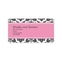 Pink Damask Wedding Address Labels