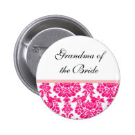 pink damask wedding buttons