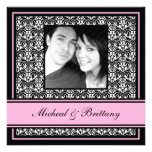 Pink Damask Wedding Engagement Announcement