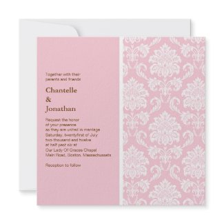 Pink Damask Wedding Invitation invitation