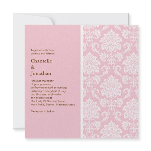Pink Damask Wedding Invitation invitation