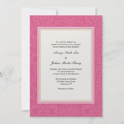 Pink Damask Wedding Invitation