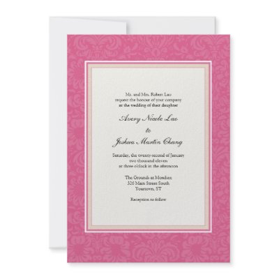 Pink Damask Wedding Invitation