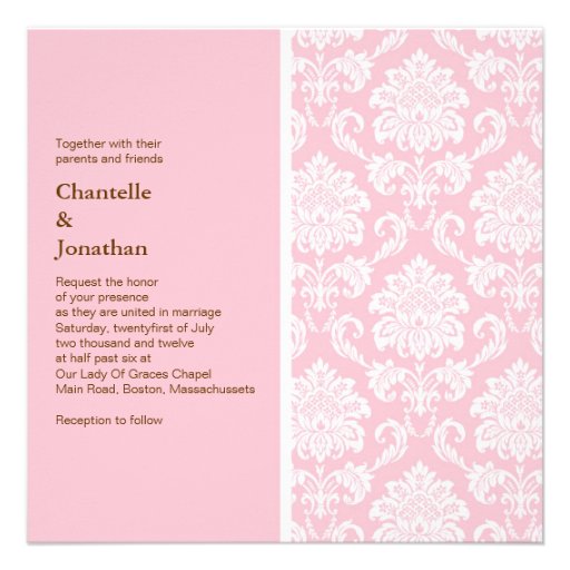 Pink Damask Wedding Invitation