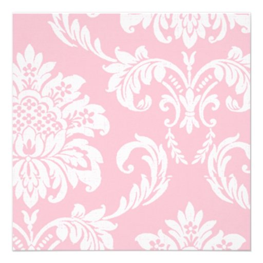 Pink Damask Wedding Invitation