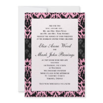Pink Damask Wedding Invitation Template