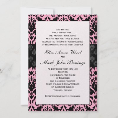 Pink Damask Wedding Invitation Template by eventfulcards