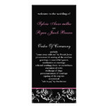 pink damask Wedding program Rack Cards