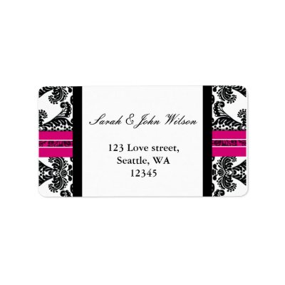 pink damask wedding ,return address label