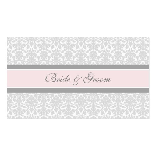 Pink Damask Wedding Table Place Setting Cards Business Cards (back side)