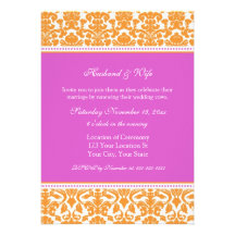 Pink Damask Wedding Vow Renewal Invitations