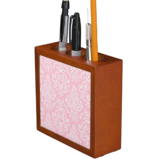 Pink Damasks Desk Organizer