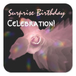 Pink Dancing Butterfly Rose SURPRISEBirthday Sticker