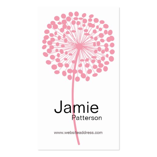Pink Dandelion Flower Vertical Business Cards
