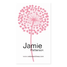 Pink Dandelion Flower Vertical Business Cards