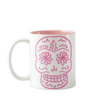 Pink Day of the Dead Skull mugs by evilinpink Pink Day of the Dead Skull mugs