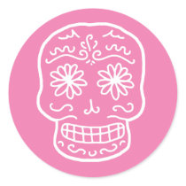 Pink Day of the Dead Skull stickers