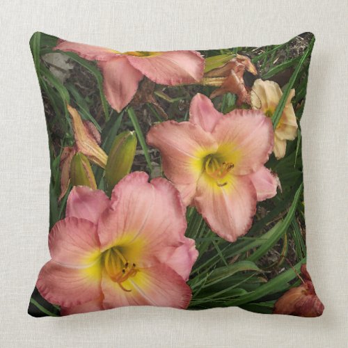 Pink Daylilies Pillow