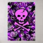 Pink Deathrock Skull Poster