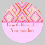 Pink Deco Bookplate Stickers stickers