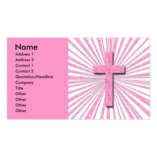 PINK DECORATIVE CROSS BUSINESS CARDS (front side)