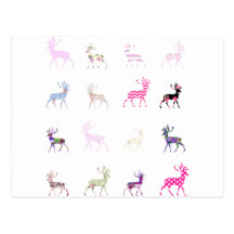 Pink Deer Pattern Post Card