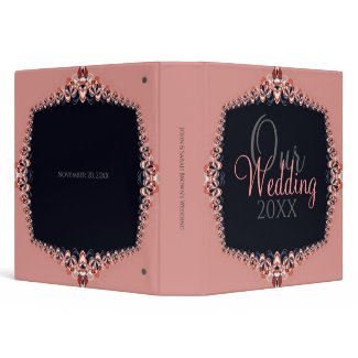 Pink Delicate Lace on Black Wedding Binder binder