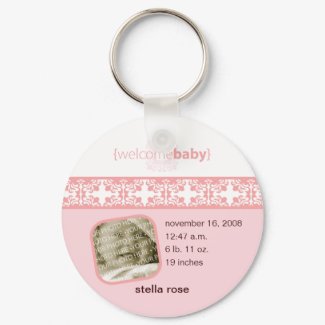 Pink Delight Birth Announcement Keychain keychain