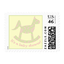 Pink Demask Baby Shower Postage