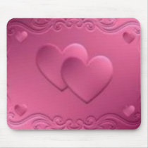 pink design with 2 hearts mousepads