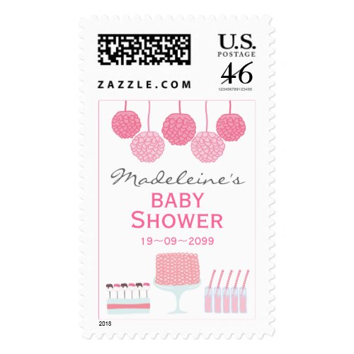 Pink Dessert Table Party Baby Shower USPS Postage stamp