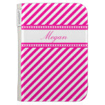 Pink Diagonal Stripes Kindle Covers