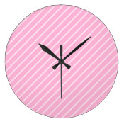 Pink Diagonal Stripes Pattern Clocks