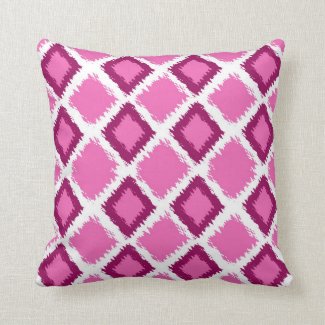 Pink Diamond Ikat Pattern Throw Pillows