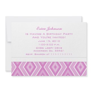 Pink Diamond Print Party Invitations invitation