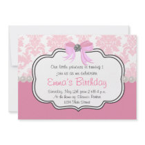 Pink Diamonds and Pearls Damask Invitation