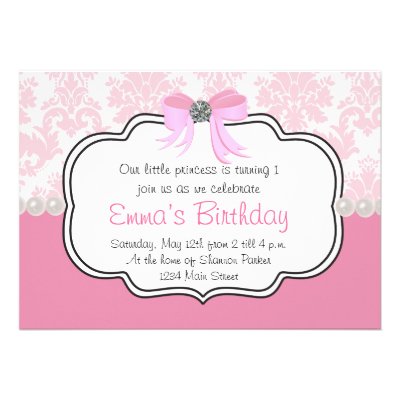 Pink Diamonds and Pearls Damask Invitation