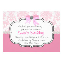 Pink Diamonds and Pearls Damask Invitation